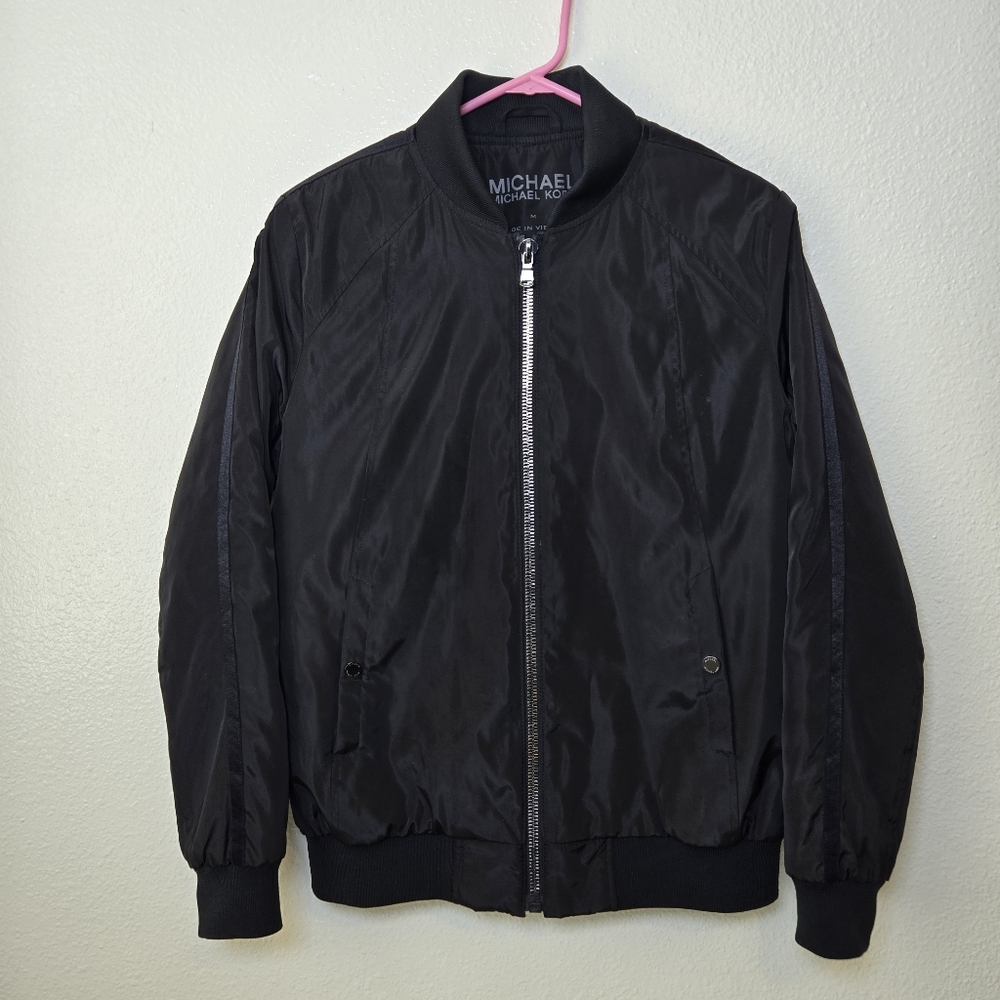 Michael Kors Bomber Jacket Insulated Light Coat Black Medium Sporty